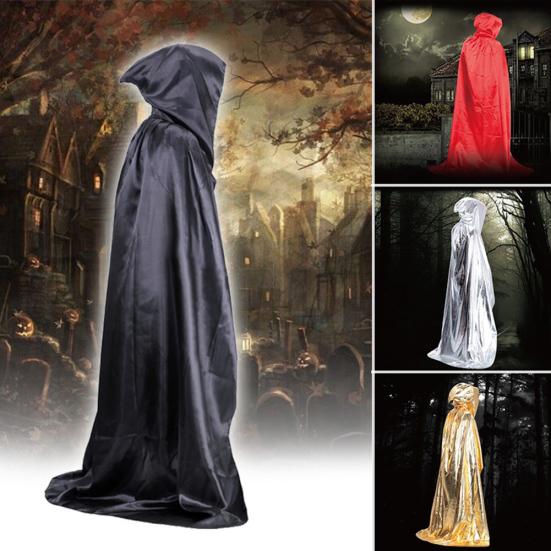 Vampire Hooded Cloak Medieval Witch Robe Cape Floor-length Halloween Costume