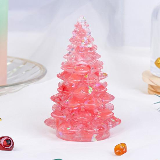 Faux Crystal Christmas Tree Figurine Mini Artificial Crystal Tree Tabletop Ornament for Winter Holiday Home Decor