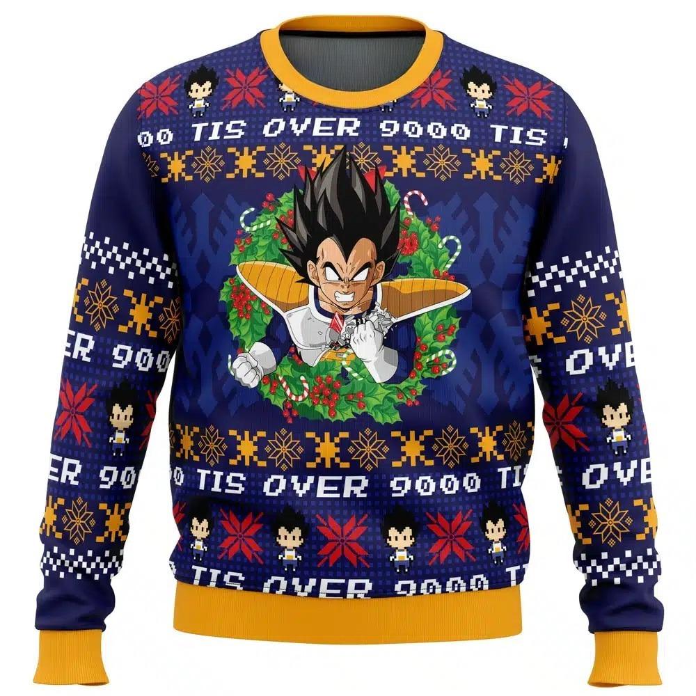 2026 Autumn Winter Dragon Ball Vegeta Over 9000 Cosplay Pullover Hoodie, 3D Print Retro Streetwear Oversized Top for Unisex Kids