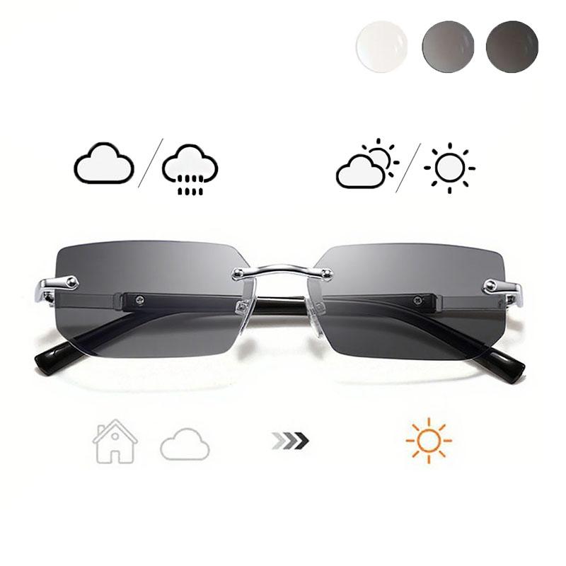 

Квадратные металлические очки без оправы Модные популярные маленькие прямоугольные очки для женщин и мужчин белый