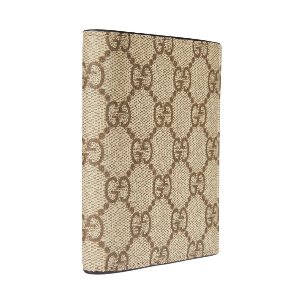 Gucci GG Supreme Beige Brown Bi-Fold Wallet, Classic Monogram Canvas Leather Trim, Men's Daily Travel Compact Card Holder 821206-FAED0-9786