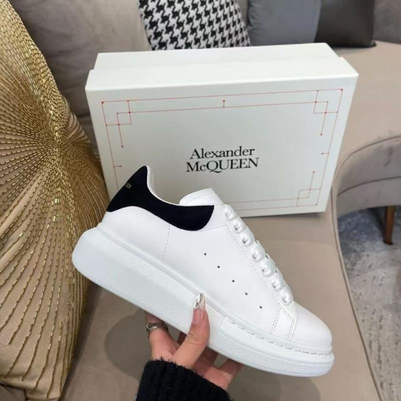 Original Mcqueen White Shoes Cowhide Versatile Board Shoes Men'S And Women'S Platform Muffin Shoes Increased By 5Cm