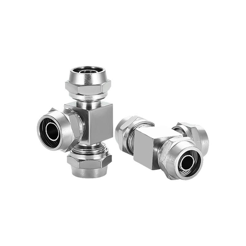 Trachea Quick-Connect T-Nozzle Adapter for Air Pumps and Compressors, with PE Pneumatic Lock Nut, Reducer, and PEG4 6/8mm Compatibility.