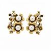 Vintage Rhinestone Pearl Flower Ear Clip Earrings – Elegant, Fashionable Accessories for Women