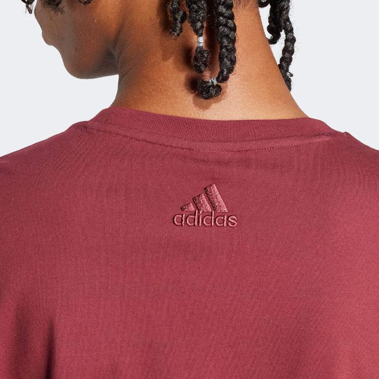 Adidas Essentials Logo Print Crew Neck T-Shirt Men Tops Dark-Red IS1301