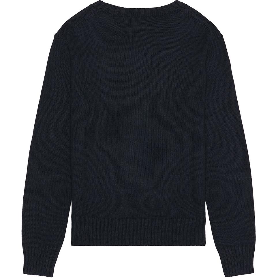 Polo Ralph Lauren Cartoon Pattern Letter Crew Neck Long Sleeve Pullover Sweater Men Sweater Navy-Blue 710952384-001