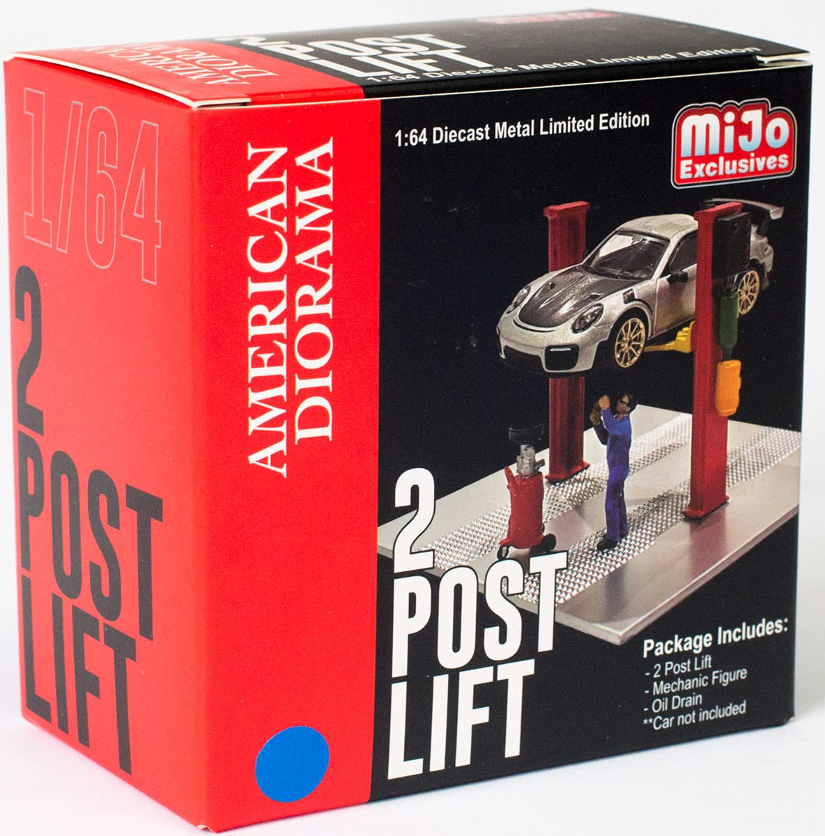 

American Diorama Figures 2 Post Lift with Oil Drain BLUE 1/64 (MiJo Exclusive)