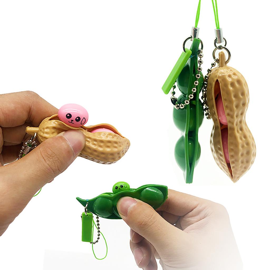 Relieve Stress And Release Pea Creative Simulation Peanut Stress Relief Pea Pod Keychain Toy