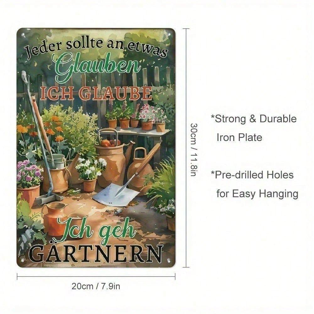 Vintage Metal Poster Wall Decor, Retro Farmhouse Garden Sign for Home