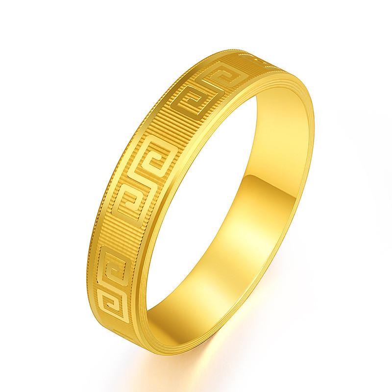 Plated Luxurious Gold Vietnamese Ring Stylish Retro Pattern Unisex Design For Celebrations Special