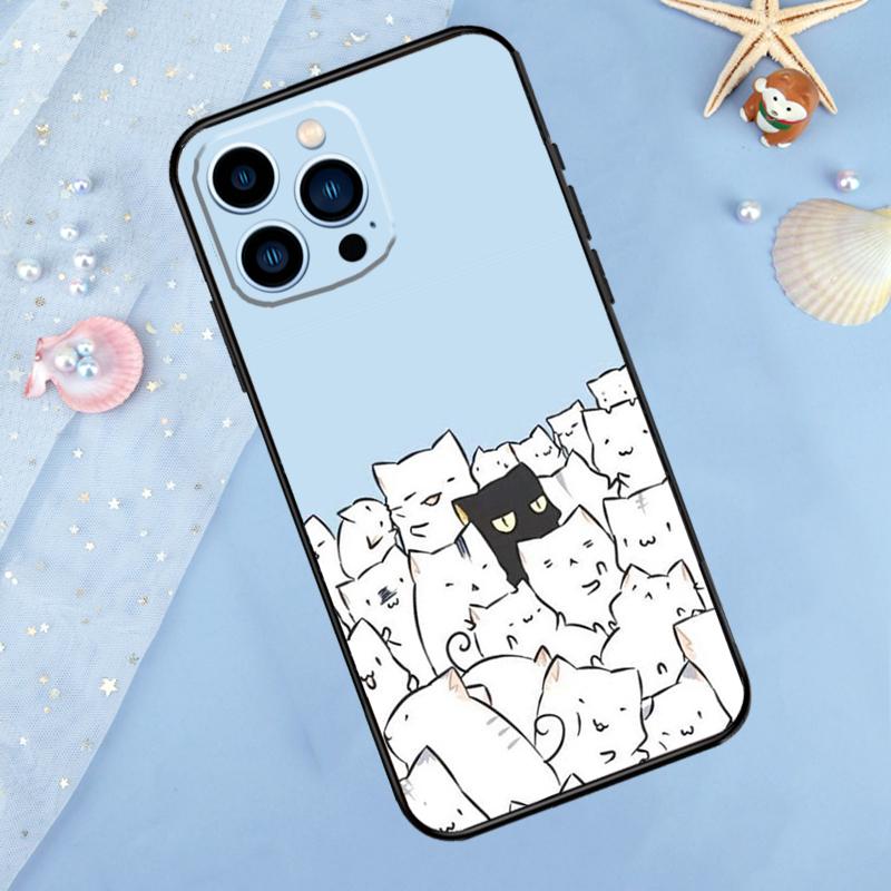 Cute Cartoon Cat Case For iPhone 17 Pro Max 16 15 13 12 11 14 Pro Max Plus 12 13 Mini 16e 17 Air Back Cover