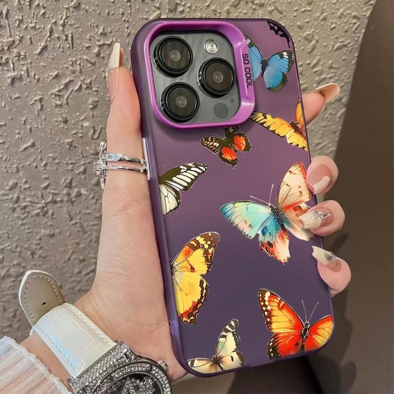 Dreamy Butterfly Shadow Phone Case for iPhone 17 Pro Max, 16, 15, 14, 13 - European American Style