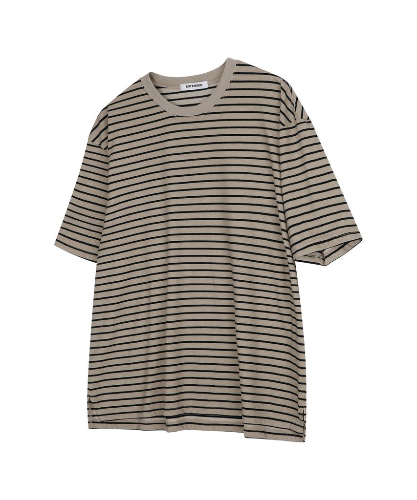 ROTEMBER Pigment Stripe Half T-Shirt [Beige]