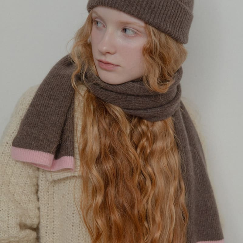 mellotory cashmere 100 lip line muffler (deep brown)