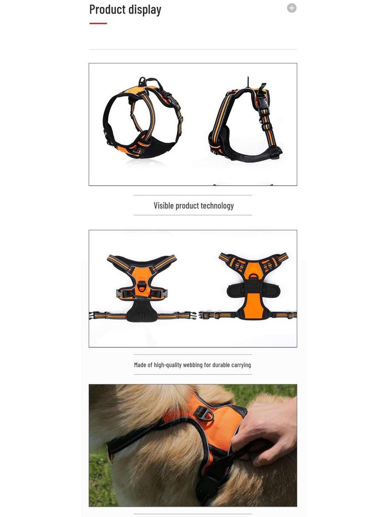 Odblaskowe Oddychające Szelki dla Psa ze Smyczą Zapobiegającą Ciągnięciu