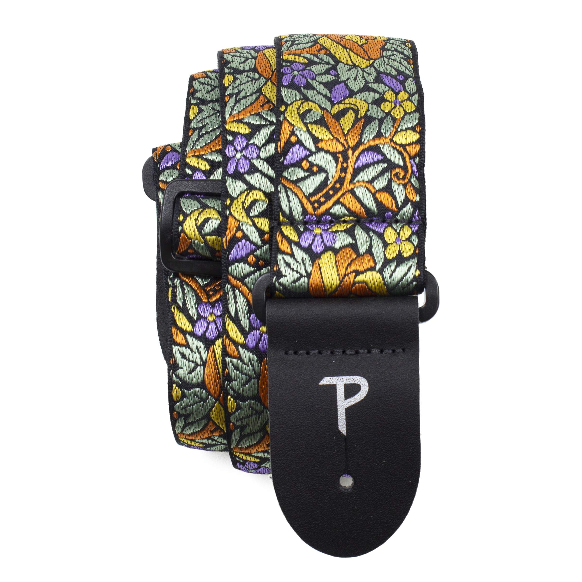 

P Leathers Guitar Strap Nylon Floral Print Adjustable For and Electric Guitars Made in Canada Perri s Ltd. - - - Orange-Yellow - - Acoustic, Bass, -