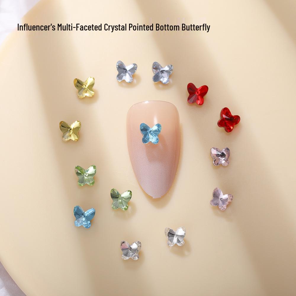 Nail Art Crystal K9 Rhinestone Butterfly Decorations, 5mm Aurora Glitter