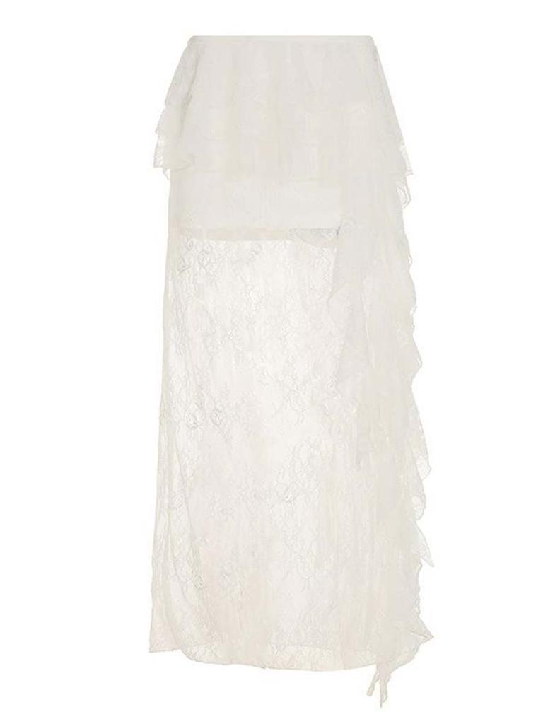 Women's Lace Mesh Skirt Y2k White Midi Skirt Elegant Bohemia Style Clothing Summer