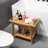 Extra Long Bamboo Shoe Bench Bathroom Anti-Slip Stool Solid Wooden Shower Seat for Entryway Toilet Storage or Dressing