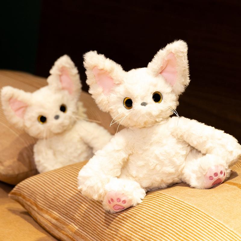 Kawaii White Devon Cat Plush Toy Soft Stuffed Animal Accompany Sleep Toy Soft Cartoon Hugging Toys Home Decor Kids Birthday Gift
