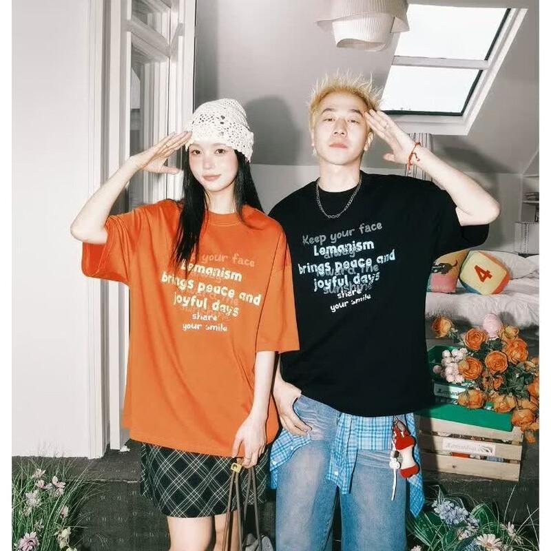 LEMANISM Men s Sun Protection Blurry Letter Short Sleeve T-Shirt 2XL