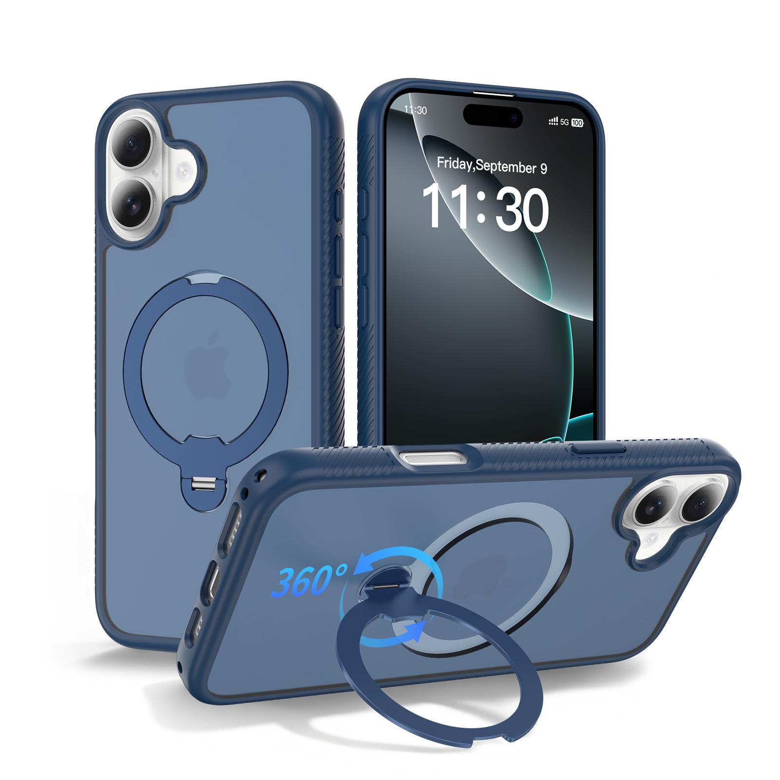 

360° Rotating Magnetic Stand & Drop-proof Case for iPhone 17 Pro and Apple 16 Plus 16 королевский синий