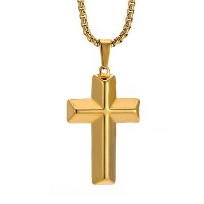 Stainless Steel Cross Necklace with 3D Faith Pendant - Trendy European & American Style Jewelry