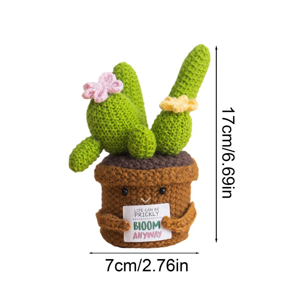 Cute Crochet Emotion Support Knitted Positive Energy Cactus Doll Home Decor Handmade Kintted Pumpkin Ghost Doll Halloween Gift