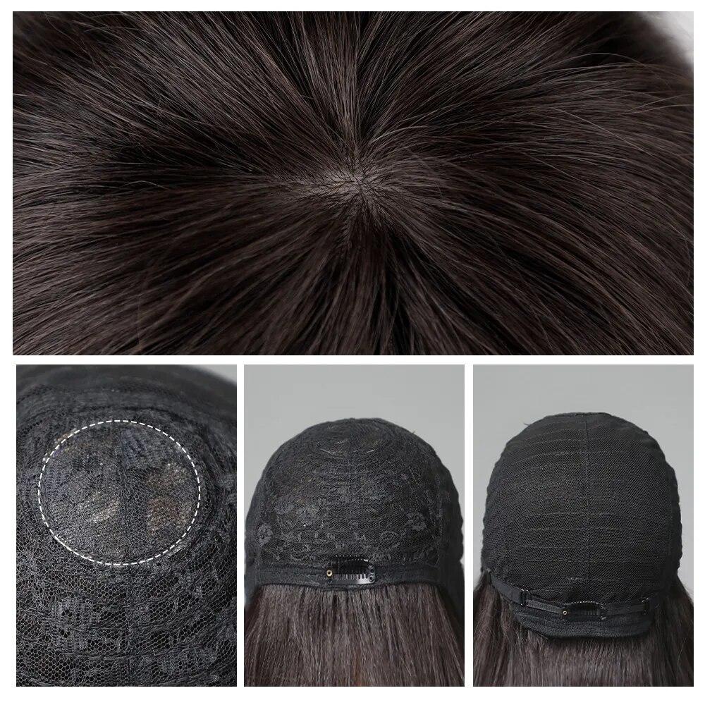 HAIRCUBE Rovné Bobové paruky z lidských vlasů s Bang Tmavě hnědé Krátké Bobové paruky pro ženy Remy Vlasové paruky vyrobené na stroji Tepelně odolné