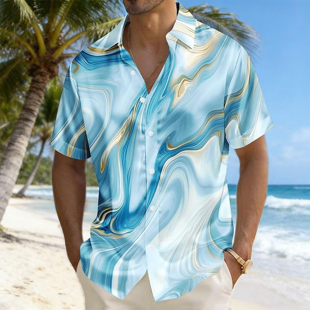 Men's Flower 3D Printed Short Sleeved Shirt Wholesale and Summer Men's Casual Shirt
