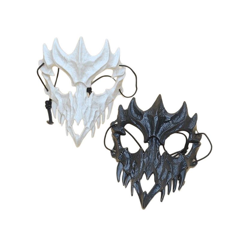 Maschera Teschio Festa Denti Lunghi Demone Scheletro Mezza Maschera Lupo Drago Tigre Maschera Houjuu Nue Cosplay Halloween Accessori Costume