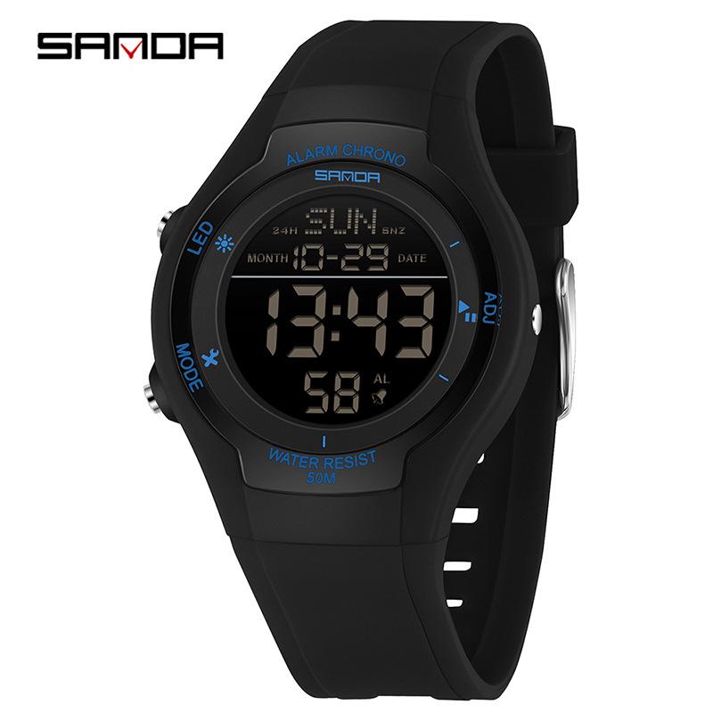 Sanda Multifunctional Dual-Time Sports Watch for Teens - Stopwatch, Waterproof, Luminous, Electronic