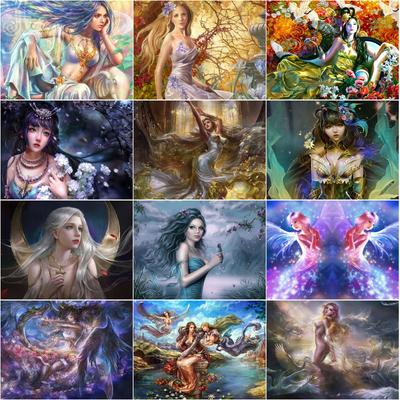 Angel Elves Jewel Cross Stitch Home Wall Decor Diamond Art Schilderij Meisje Gift Mozaïek Verf Diy Diamant Borduren Accessoires