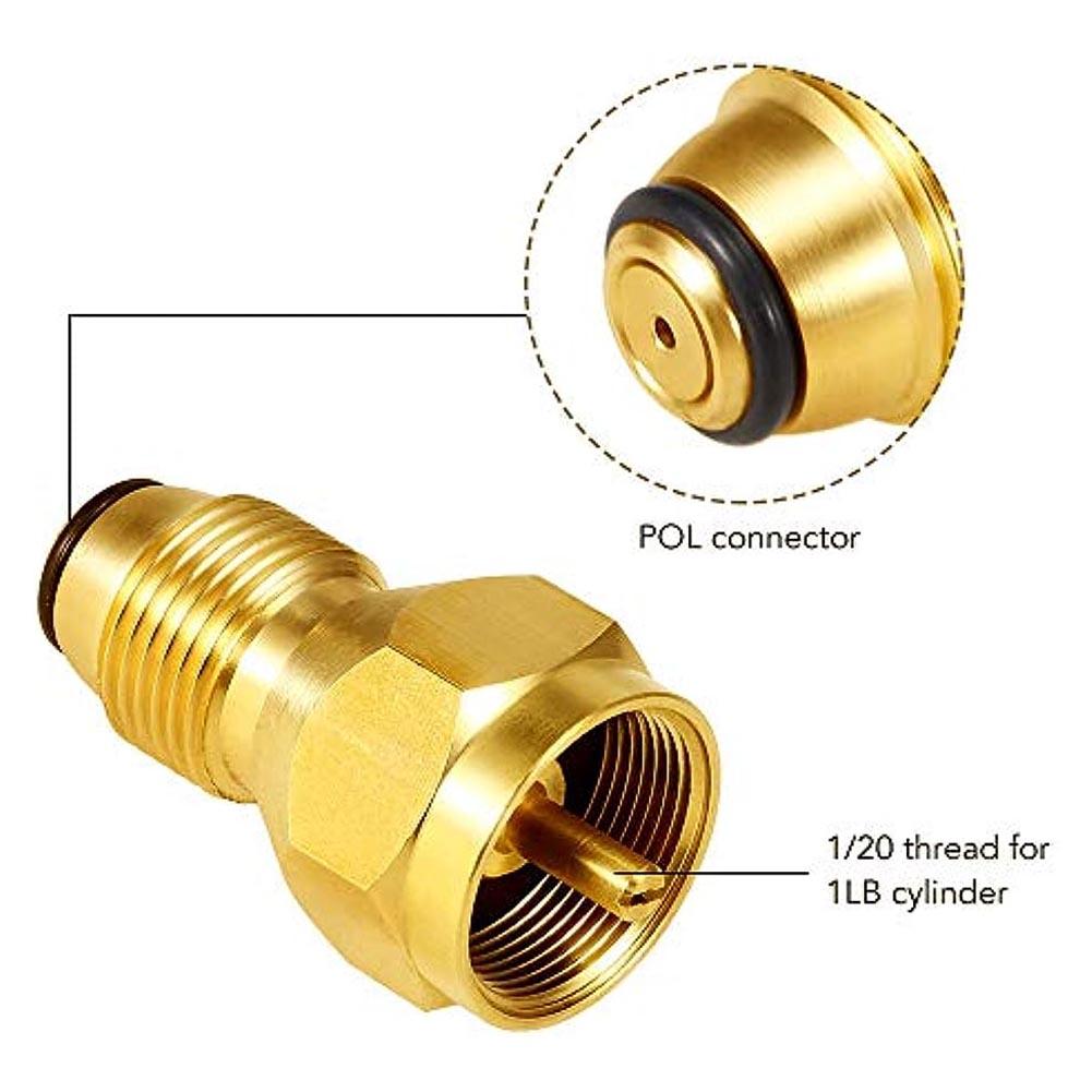 Brass Gas Tank Adapter Bottle Brass Lp Gas 1 LB Propane Propane Appliances Refill Adapter Tank Great For Your BBQ