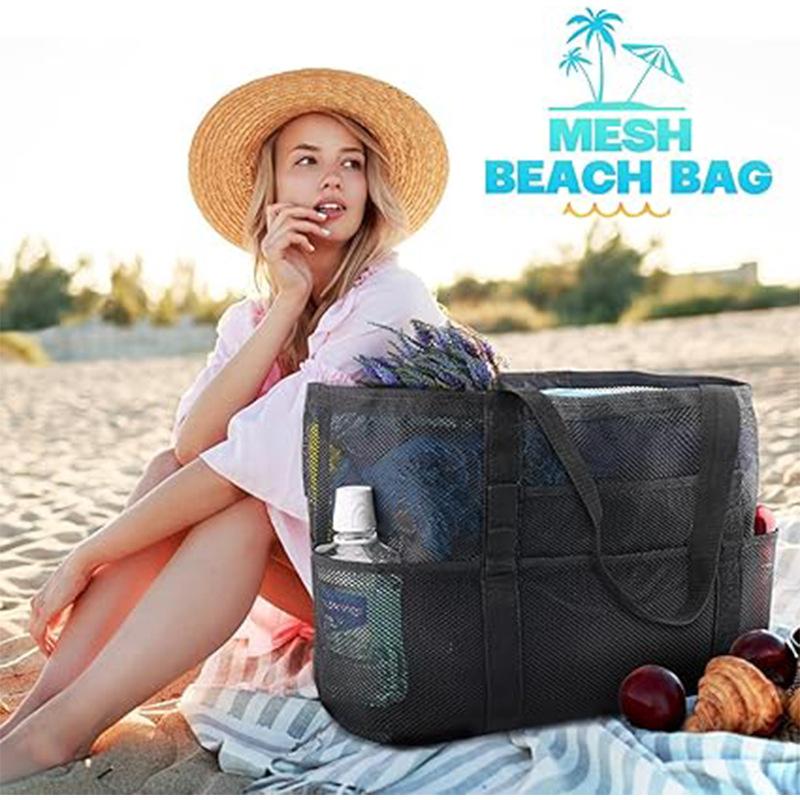 Multifunctional Large Capacity Beach Bag Tote Travel Shoulder Carry-On Organizer for Seaside Vacation