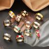 iF ME Trendy Heart Shape Rings for Women Exquisite Colorful Green Glossy Metal Rings Wholesale Jewelry
