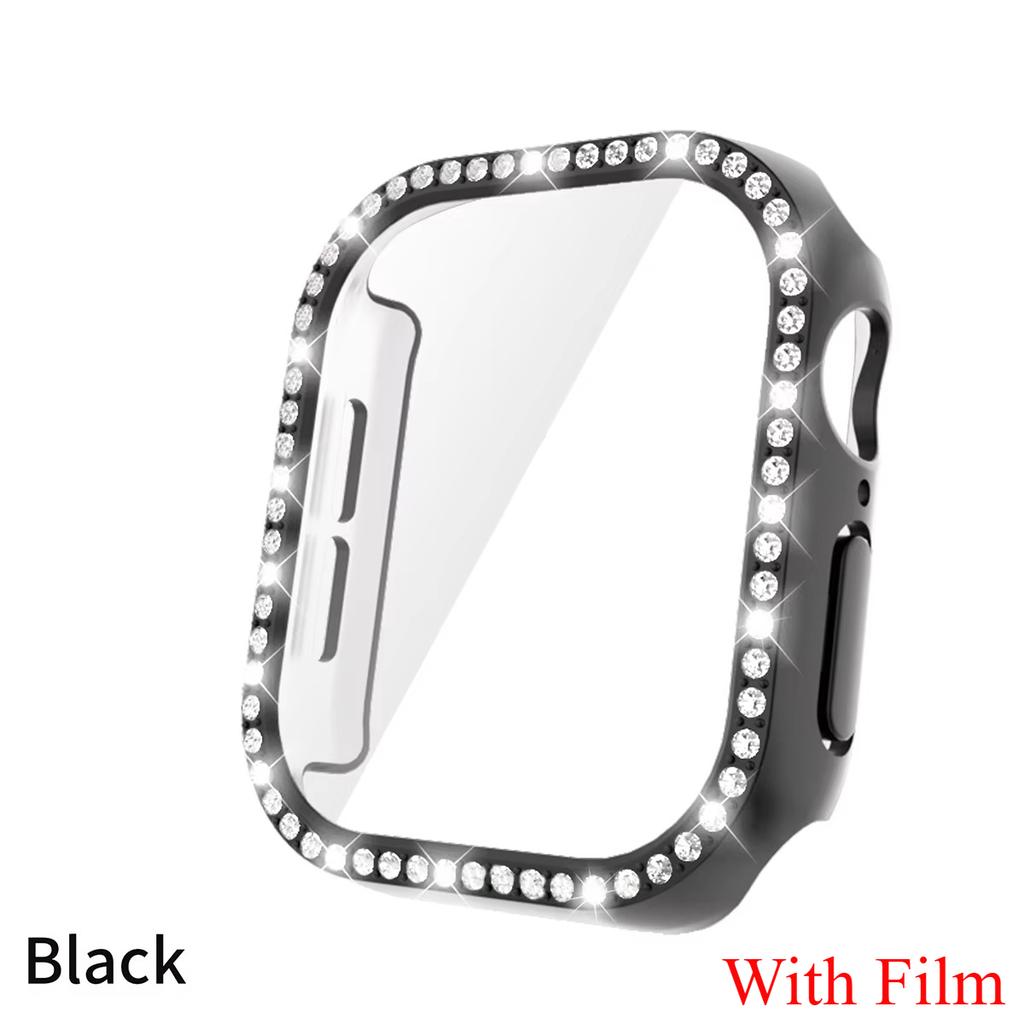 Glass+Diamond Cover For Apple Watch Case 46mm 42mm Bling Bumper Protector for iWatch Series 11 10 46 42mm Watch Case