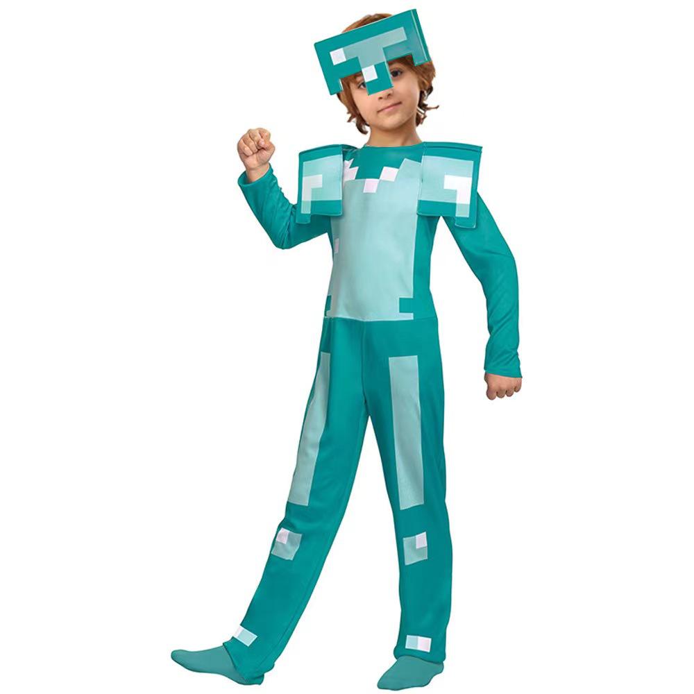 

Children s Cosplay Steve Costume - Halloween Minecraft Performance Outfit L