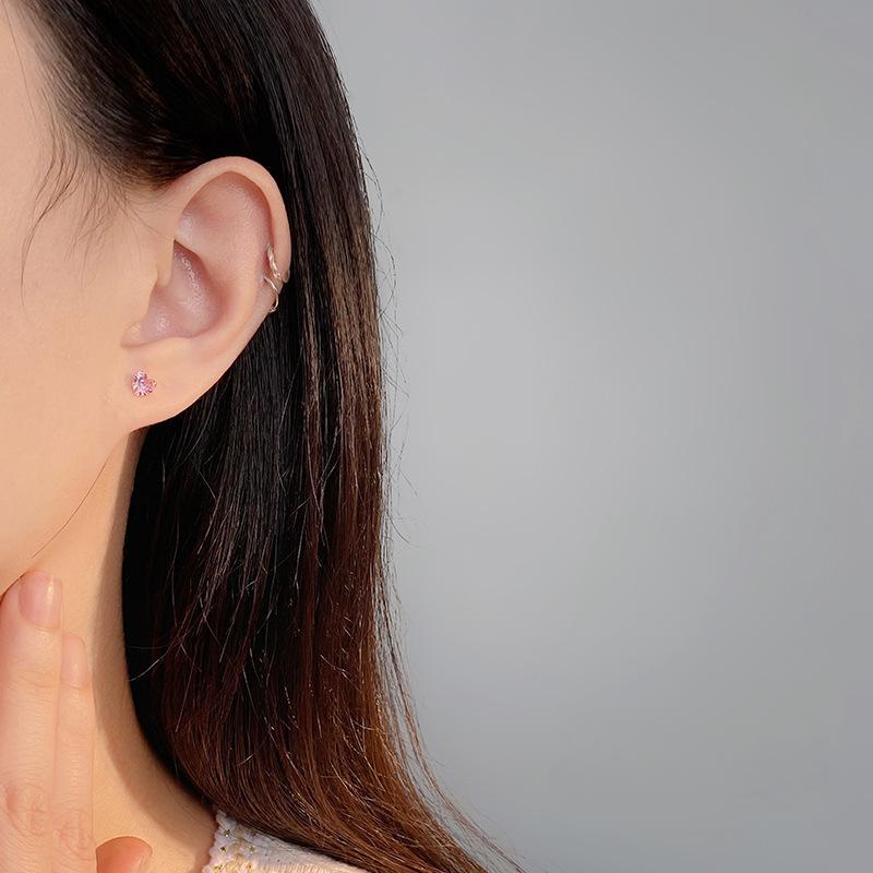 Mini náušnice s růžovými diamanty pro ženy na spaní  Vynikající  Kompaktní  Hypoalergenní  a pro propíchnuté uši