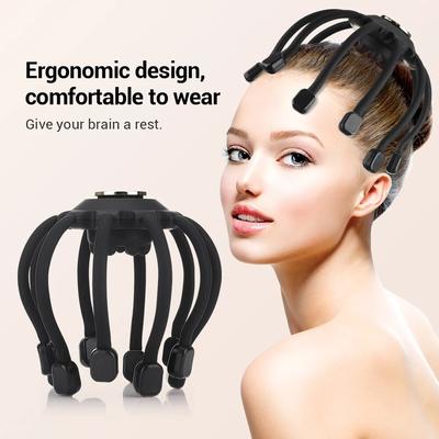 Elektrisches Kopfmassagegerät mit Bluetooth-Musik, Oktopus-Vibrationsmassage der Kopfhaut, lindert Kopfmüdigkeit, verbessert den Schlaf, kabellos, tragbar