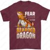 Fear The Bearded Dragon Mens TShirt  Retro Reptile Graphic Streetwear Cotton Tee Humorous Animal Print Casual Top