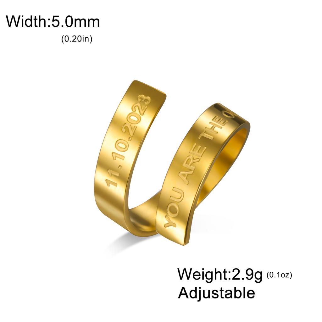 Cazador Customized Name Date Stainless Steel Rings for Women Men Personalized Geometric Dating Rings Wedding Jewelry 2026 Trendy