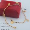 Women Yellow Gold Link Ball Heart Anklet Chain Jewelry