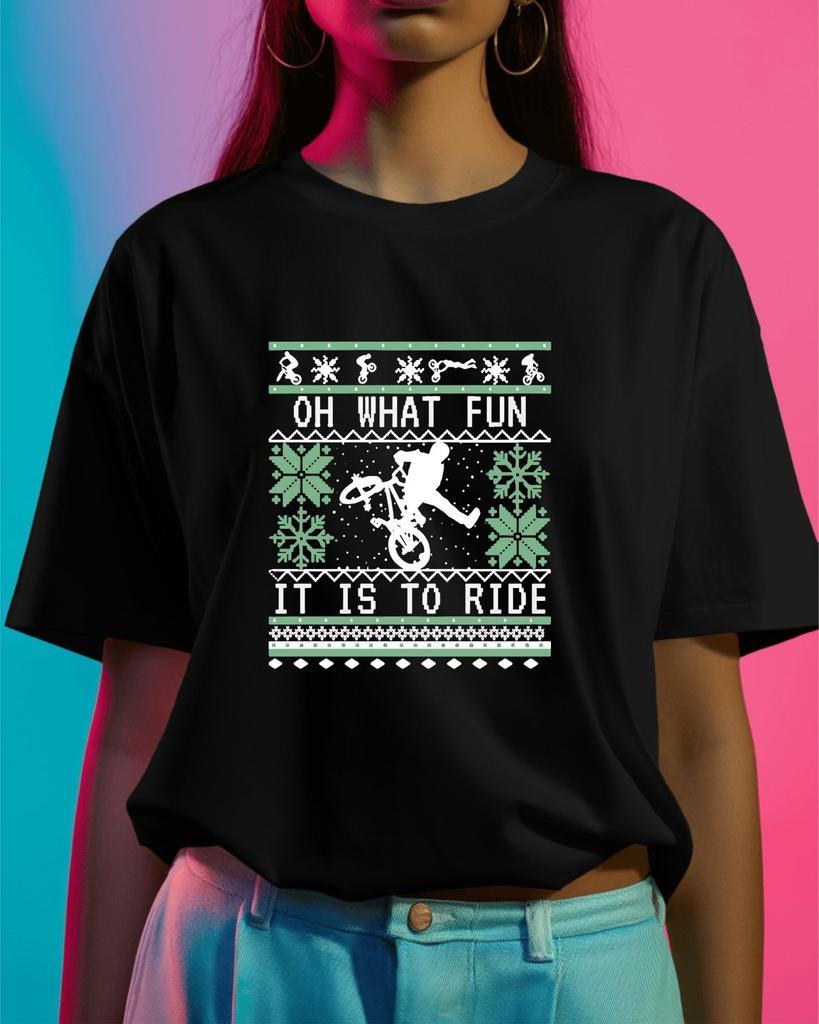 Christmas Cycling T-Shirt, Festive TShirt, Oh What Fun It Is To Ride T-Shirt