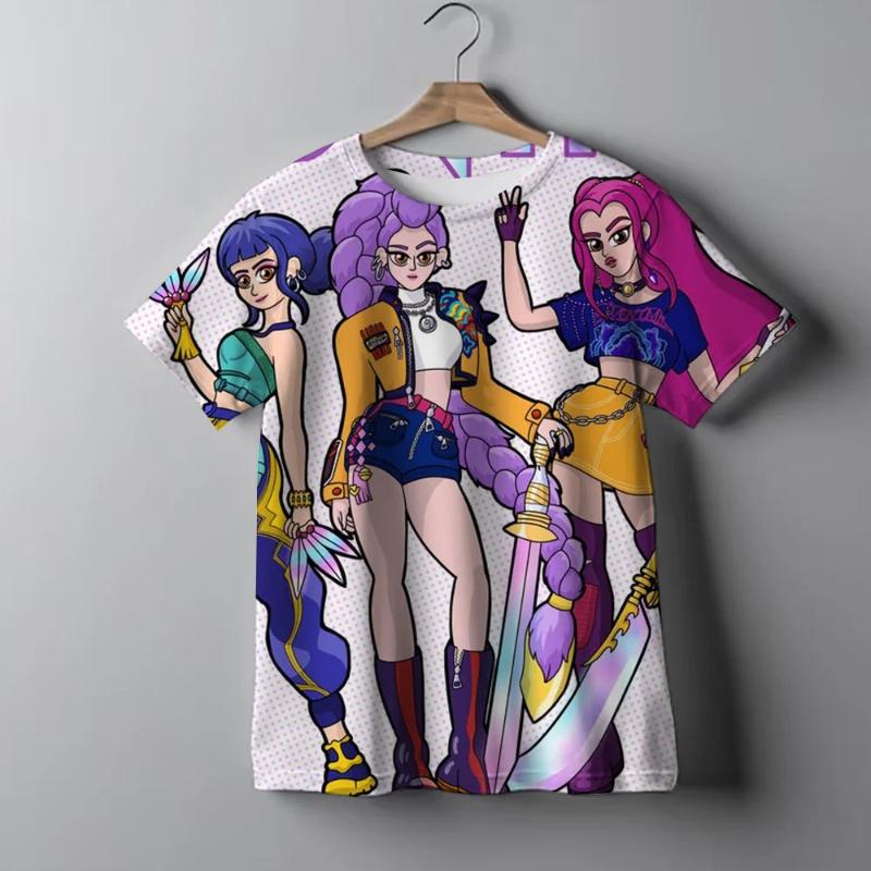 

Children s Women s Cartoon Printed T-shirt Fashionable Girls Casual T-shirt Children s Clothing Comfortable 160