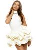European & American 2026 Summer Satin Halter Neck Skater Dress - Sleeveless, Fluffy, Short & Sexy