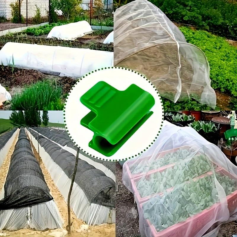 60pcs Green Plastic Greenhouse Film Clips - Heavy-Duty Windproof Garden Clips for Securing Mulch, Tarp & Plant Covers