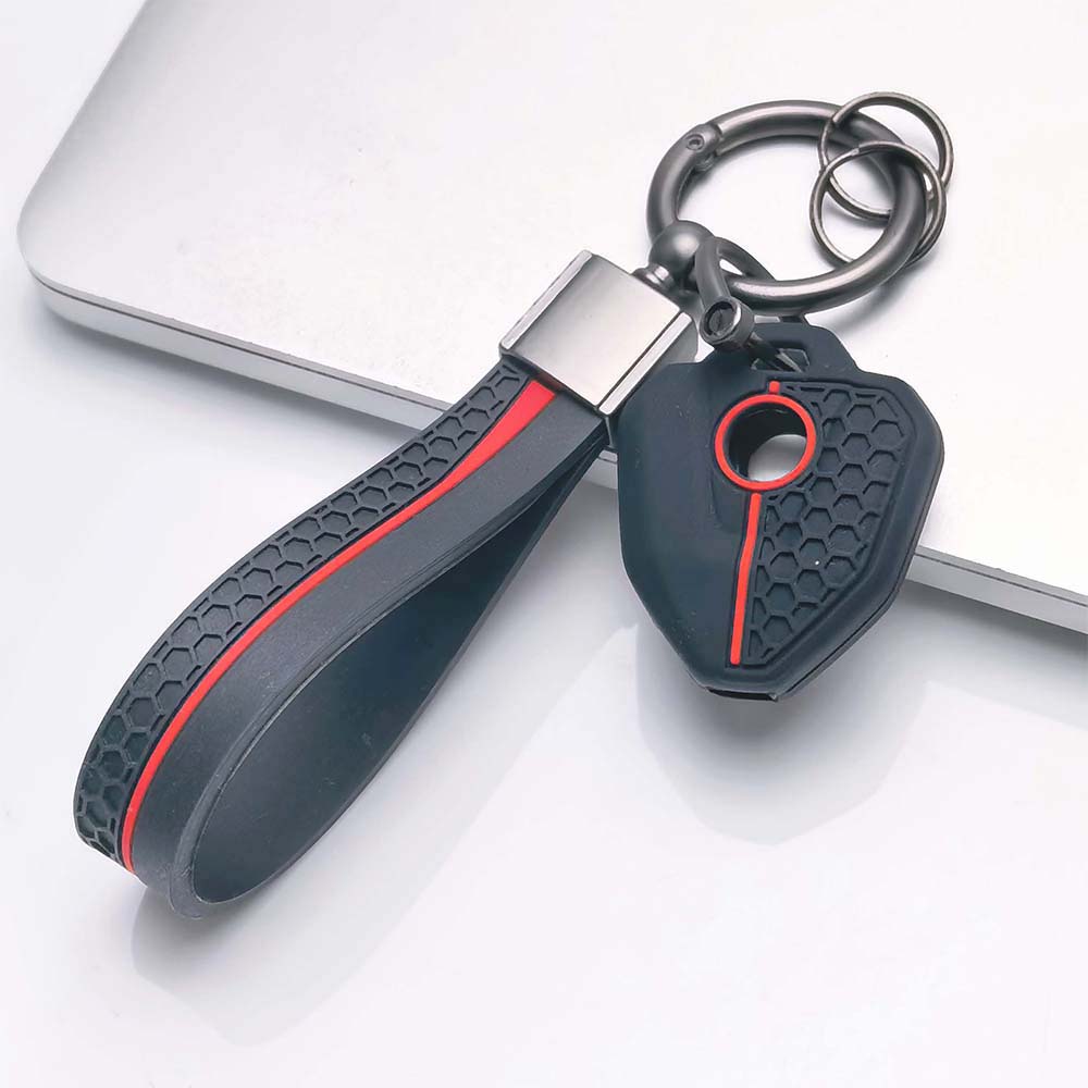 Key Holder Cover for CFMOTO 1-Button with Keychain Anti-Scratch Anti-Shock Keychain Holder Soft Silicone Motorcycle Key Protective Cover with keychain