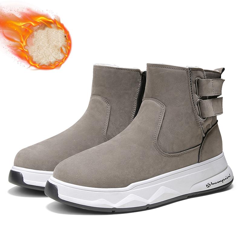 Zimní Pánské Hrubé a Plyšové Teplé a Módní Silná Podrážka Vysoké Kotníkové Bavlněné Boty Sněhule Ležérní Bavlněné Boty