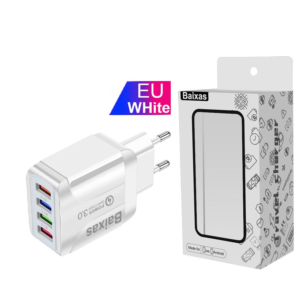 Colorful 4-Port USB Travel Charger, 5V/2.4A Fast Charging, New Model, Australian Standard